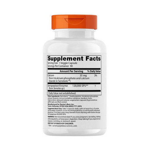 Doctors Best, High Potency Serrapeptase, 90 Veggie Caps Doctors Best