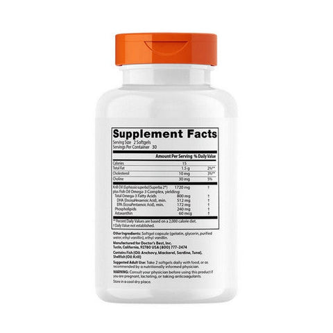 Doctors Best, Real Krill Enhanced with DHA & EPA, 60 softgels Doctors Best