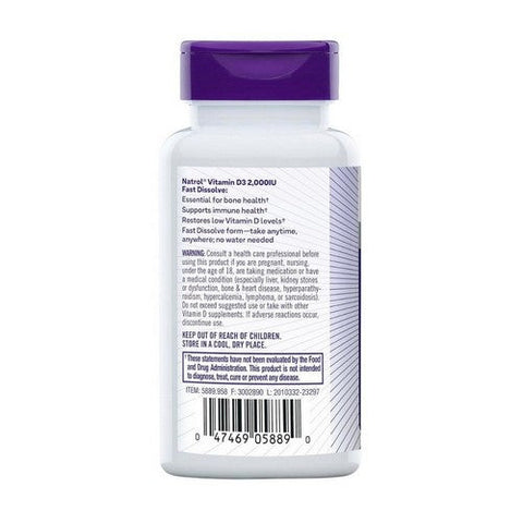 Natrol, Fast Dissolve Vitamin D3 Strawberry, 2000 IU, 90 Tabs Natrol