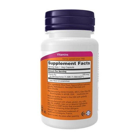 Now Foods, MK-7 Vitamin K-2, 100 Mcg, 60 Veg Caps Now Foods