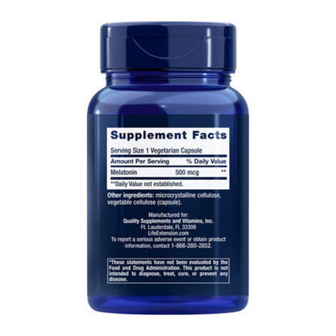 Life Extension, Melatonin, 500 mcg, 200 vcaps Life Extension