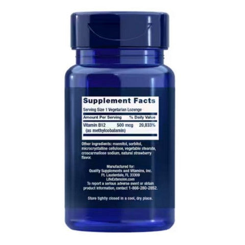 Life Extension, Vitamin B12 Methylcobalamin, 500 Mcg, 100 Veg Lozenges Life Extension