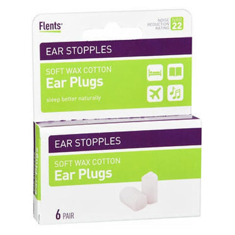Flents, Protechs Ear Stopples Soft Wax Cotton Ear Plugs, 6 pair Flents