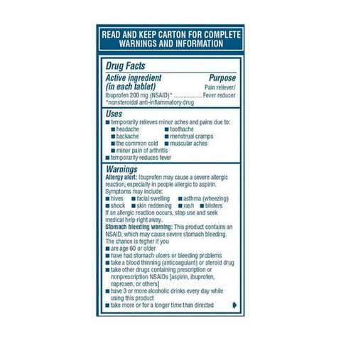 Advil, Ibuprofen Pain Reliever Fever Reducer, 200 Mg, 100 Tabs Advil