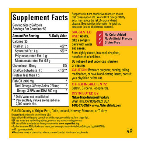 Nature Made, Fish Oil, 1200 mg, 100 Liquid Softgels Nature Made